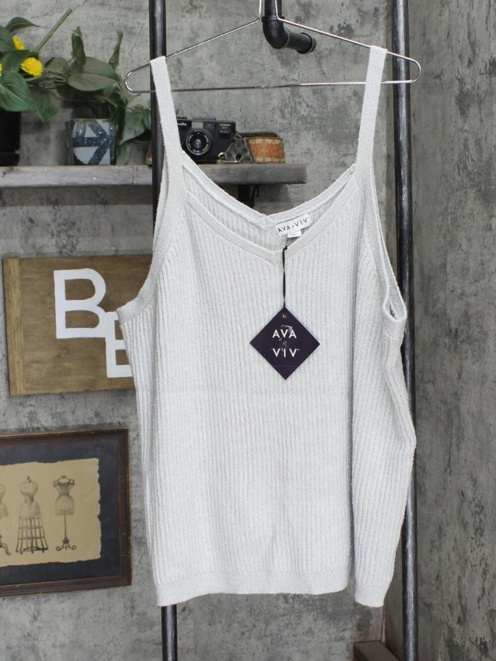 Tan Ava Viv Women S Plus V Neck Sweater Tank 83786615 3X 4X X Sz V